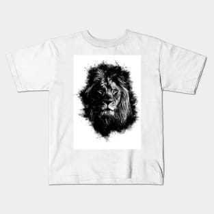 Lion Head Abstract Animal Face Ink Splatter Illustration Kids T-Shirt